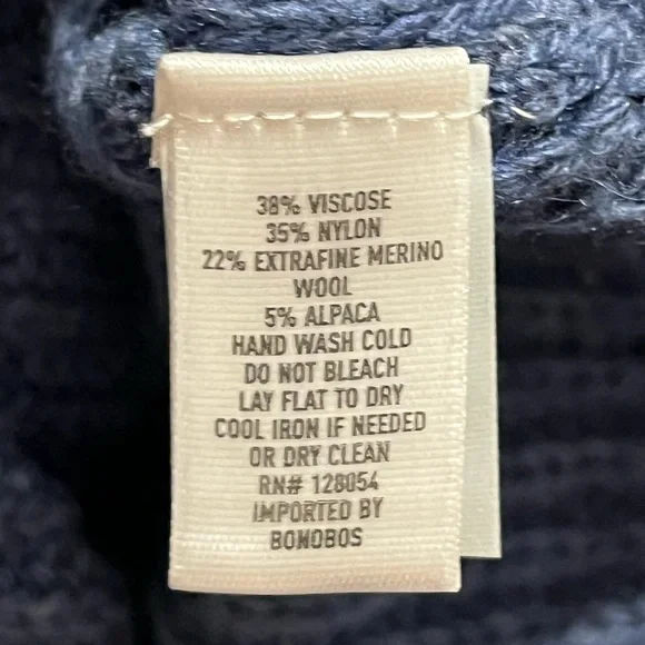 BONOBOS Diamond Stitch Crew Neck Sweater Wool Alpaca Size XS BLUE - Picture 9 of 9